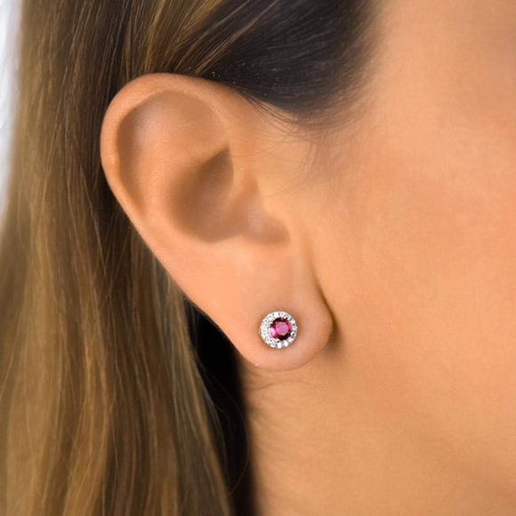New! Anna Zuckerman 2ctw. Simulated Ruby Stud Earrings - Picture 4 of 6
